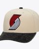 Mitchell & Ness Men's Mitchell & Ness Cream/Black Portland Trail Blazers Washed Corduroy Pro Crown Snapback Hat  - 1