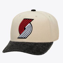 Mitchell & Ness Men's Mitchell & Ness Cream/Black Portland Trail Blazers Washed Corduroy Pro Crown Snapback Hat 
