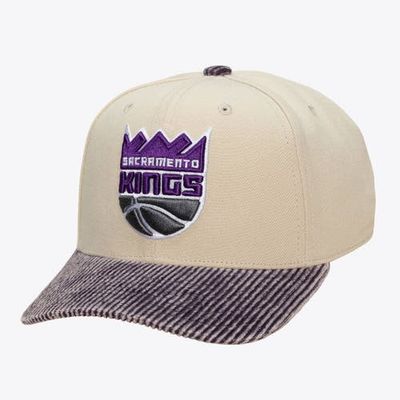 Mitchell & Ness Men's Mitchell & Ness Cream/Purple Sacramento Kings Washed Corduroy Pro Crown Snapback Hat 