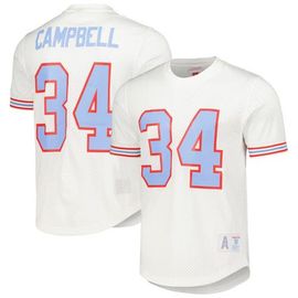 Mitchell & Ness Men's Mitchell & Ness Earl Campbell White Houston Oilers Gridiron Classics Retired Player Name & Number Mesh Top 