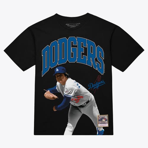 Mitchell & Ness Men's Mitchell & Ness Fernando Valenzuela Black Los Angeles Dodgers Photo Arch Player Graphic T-Shirt 