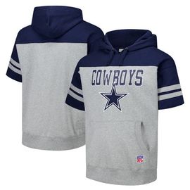Mitchell & Ness Men's Mitchell & Ness Gray Dallas Cowboys Off Field Vintage Logo Short Sleeve Pullover Hoodie 