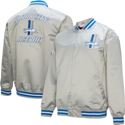 Mitchell & Ness Men's Mitchell & Ness Gray Detroit Lions Double Down Satin Full-Snap Jacket 