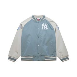 Mitchell & Ness Men's Mitchell & Ness Gray New York Yankees Thunderstorm Head Coach Lightweight Satin Full-Snap Jacket 