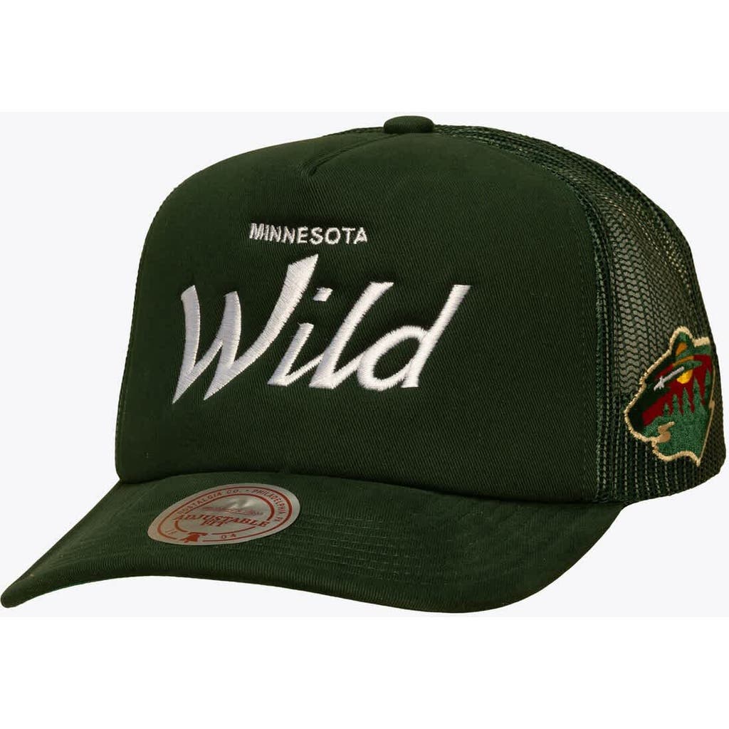 Mitchell & Ness Men's Mitchell & Ness Green Minnesota Wild Head Coach Trucker Adjustable Hat 