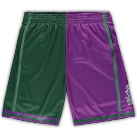 Mitchell & Ness Men's Mitchell & Ness Green/Purple Milwaukee Bucks Big & Tall Hardwood Classics Split Swingman Shorts 