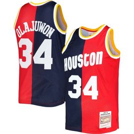 Mitchell & Ness Men's Mitchell & Ness Hakeem Olajuwon Navy/Red Houston Rockets Hardwood Classics 1993/94 Split Swingman Jersey 