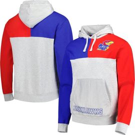 Mitchell & Ness Men's Mitchell & Ness Heather Gray Kansas Jayhawks Tie-Breaker Pullover Hoodie 