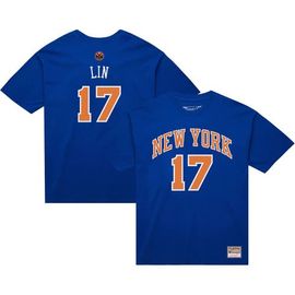Mitchell & Ness Men's Mitchell & Ness Jeremy Lin Blue New York Knicks Name & Number T-Shirt 