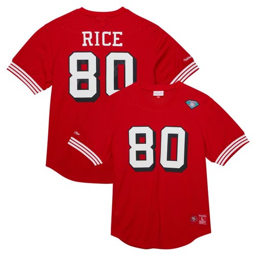 Mitchell & Ness Men's Mitchell & Ness Jerry Rice Scarlet San Francisco 49ers Retired Player Name & Number Mesh Top 