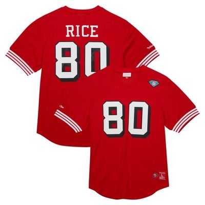 Mitchell & Ness Men's Mitchell & Ness Jerry Rice Scarlet San Francisco 49ers Retired Player Name & Number Mesh Top 