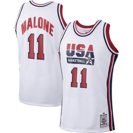 Mitchell & Ness Men's Mitchell & Ness Karl Malone White USA Basketball 1992 Authentic Jersey 