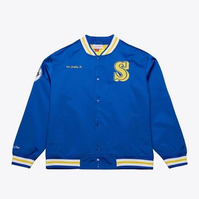 Mitchell & Ness Men's Mitchell & Ness Ken Griffey Jr. Royal Seattle Mariners Legends Collection Lightweight Satin Full-Snap Jacket 
