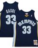 Mitchell & Ness Men's Mitchell & Ness Marc Gasol Navy Memphis Grizzlies 2008/09 Hardwood Classics Swingman Throwback Jersey  - 1