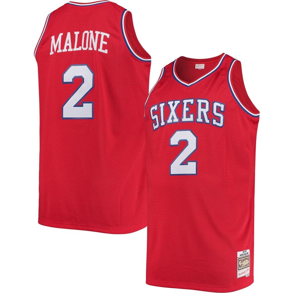 Mitchell & Ness Men's Mitchell & Ness Moses Malone Red Philadelphia 76ers 1982/83 Big & Tall Hardwood Classics Swingman Jersey 