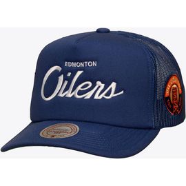 Mitchell & Ness Men's Mitchell & Ness Navy Edmonton Oilers Head Coach Trucker Adjustable Hat 