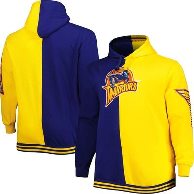 Mitchell & Ness Men's Mitchell & Ness Navy/Gold Golden State Warriors Big & Tall Hardwood Classics Split Pullover Hoodie 