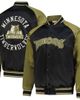 Mitchell & Ness Men's Mitchell & Ness Olive/Black Minnesota Timberwolves Clutch Satin Raglan Full-Snap Jacket  - 1
