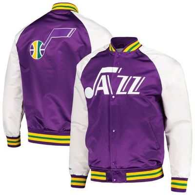 Mitchell & Ness Men's Mitchell & Ness Purple Utah Jazz Double Clutch Satin Raglan Full-Snap Jacket 