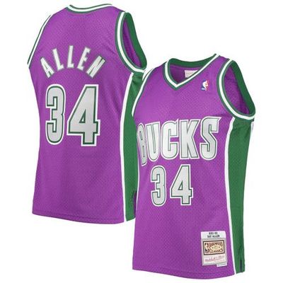 Mitchell & Ness Men's Mitchell & Ness Ray Allen Purple Milwaukee Bucks 2001/02 Hardwood Classics Swingman Jersey 