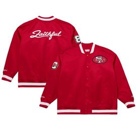 Mitchell & Ness Men's Mitchell & Ness Scarlet San Francisco 49ers 80th Anniversary Heavyweight Satin Full-Snap Jacket 
