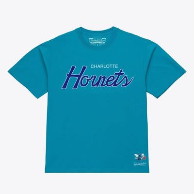Mitchell & Ness Men's Mitchell & Ness Teal Charlotte Hornets Vintage Wordmark T-Shirt 