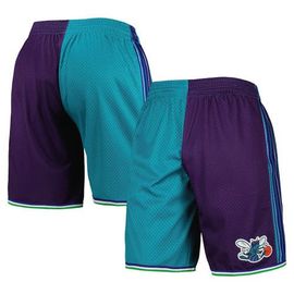 Mitchell & Ness Men's Mitchell & Ness Teal/Purple Charlotte Hornets Hardwood Classics 1999 Split Swingman Shorts 
