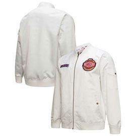 Mitchell & Ness Men's Mitchell & Ness White Golden State Warriors Hardwood Classics Nights Team Leader Satin Full-Zip Jacket 
