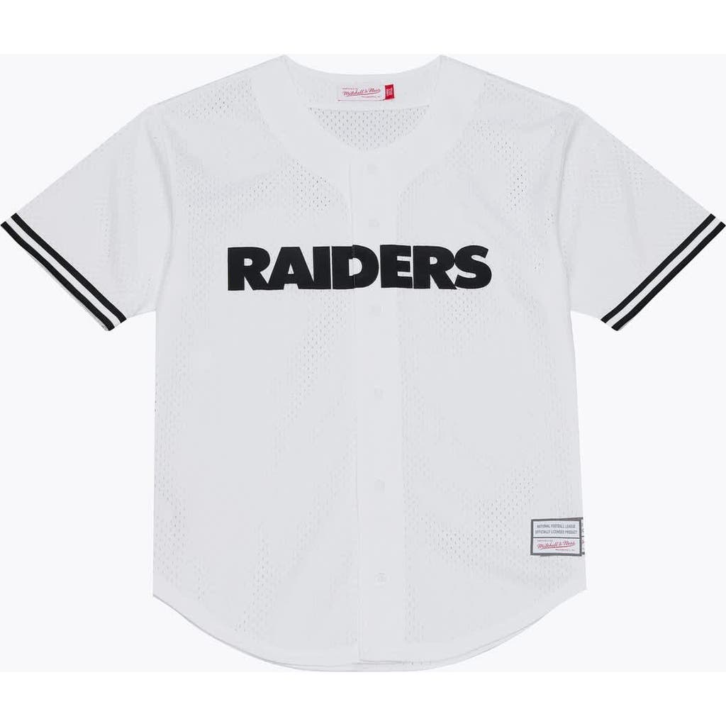 Mitchell & Ness Men's Mitchell & Ness White Las Vegas Raiders Monochrome Mesh Full-Button Baseball Jersey 