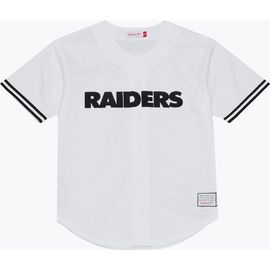 Mitchell & Ness Men's Mitchell & Ness White Las Vegas Raiders Monochrome Mesh Full-Button Baseball Jersey 