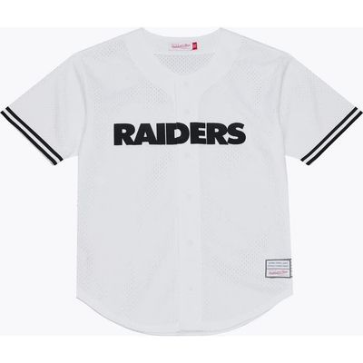 Mitchell & Ness Men's Mitchell & Ness White Las Vegas Raiders Monochrome Mesh Full-Button Baseball Jersey 
