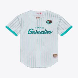 Mitchell & Ness Men's Mitchell & Ness White Memphis Grizzlies Head Coach Pinstripe Mesh Full-Button Baseball Jersey 
