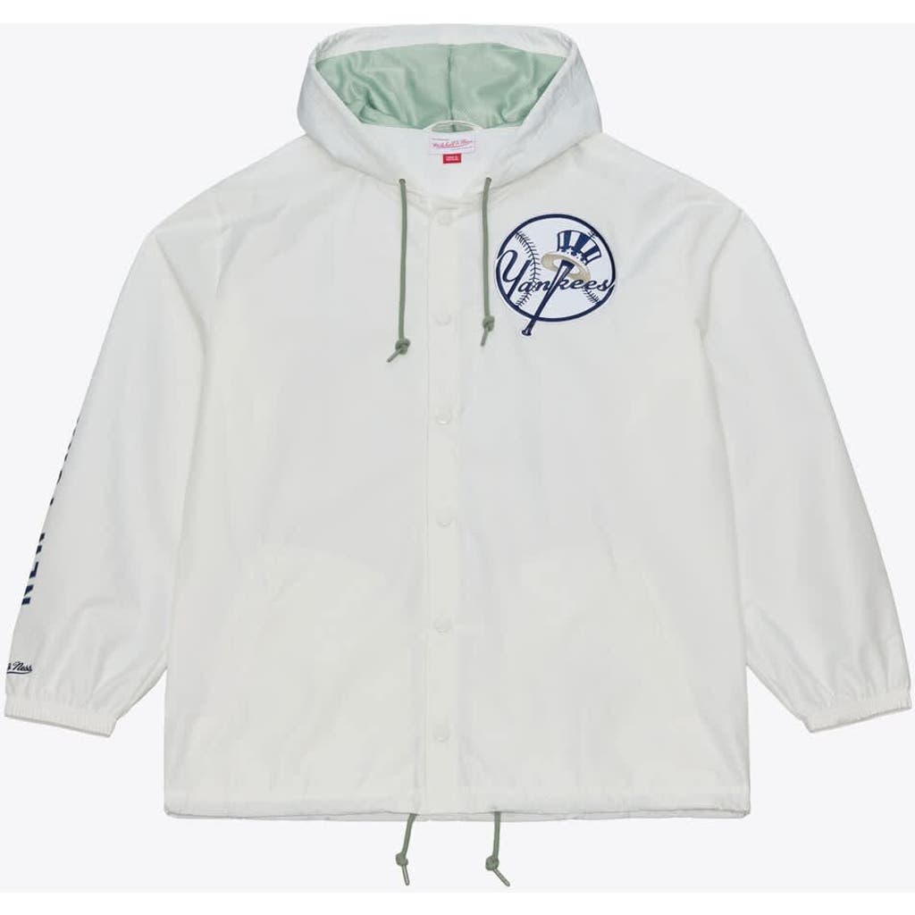 Mitchell & Ness Men's Mitchell & Ness White New York Yankees Yacht Rock Coaches Full-Snap Hooded Windbreaker Jacket 