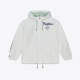 Mitchell & Ness Men's Mitchell & Ness White Philadelphia Phillies Yacht Rock Coaches Full-Snap Hooded Windbreaker Jacket 
