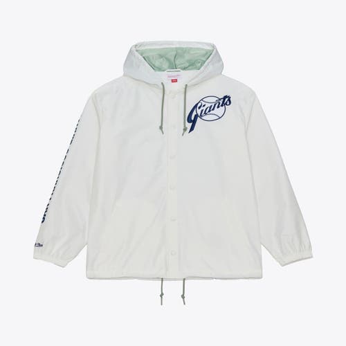 Mitchell & Ness Men's Mitchell & Ness White San Francisco Giants Yacht Rock Coaches Full-Snap Hooded Windbreaker Jacket 