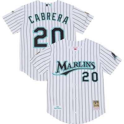 Mitchell & Ness Men's Mitchell & Ness Miguel Cabrera White Florida Marlins 2003 Cooperstown Collection Authentic Jersey 