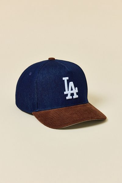 Mitchell & Ness Mitchell & Ness MLB Los Angeles Dodgers Denim & Cord Snapback Hat in Indigo, Men's at Urban Outfitters