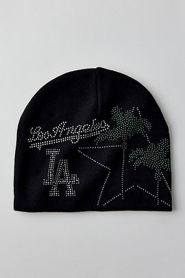 Mitchell & Ness Mitchell & Ness MLB Los Angeles Dodgers Rhinestone Stud Beanie in Black, Men's at Urban Outfitters