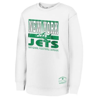 Mitchell & Ness Mitchell & Ness Youth White New York Jets Retro Big Game Fleece Pullover Sweatshirt 