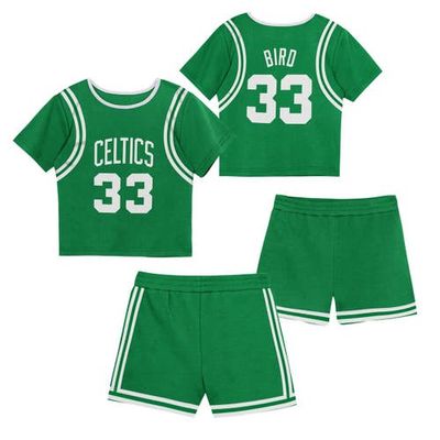 Mitchell & Ness Preschool Mitchell & Ness Larry Bird Kelly Green Boston Celtics Play by Place Two-Pack T-Shirt & Shorts Set 