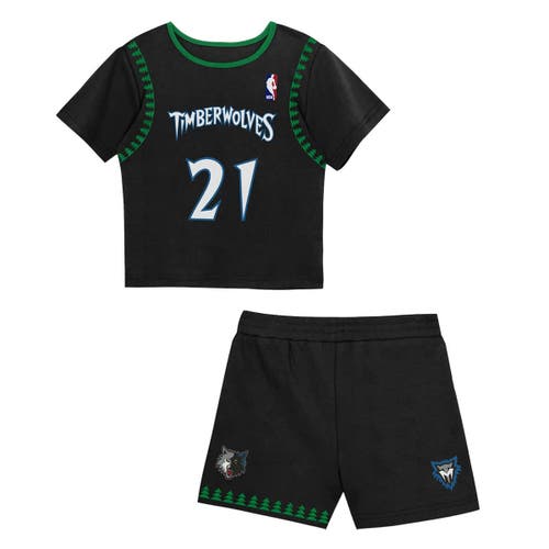 Mitchell & Ness Toddler Mitchell & Ness Kevin Garnett Black Minnesota Timberwolves 2-Piece Play by Place T-Shirt & Shorts Set 