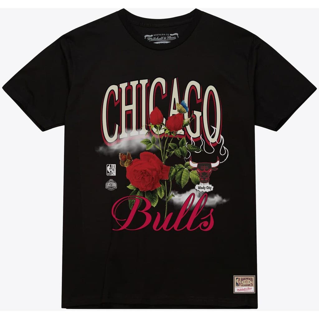 Mitchell & Ness Unisex Mitchell & Ness  Black Chicago Bulls Floral Graphic T-Shirt 
