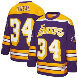 Mitchell & Ness Unisex Mitchell & Ness Shaquille O'Neal Purple Los Angeles Lakers Maxxed Out Fashion Hockey Jersey 