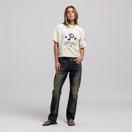 Mitchell & Ness Women's Mitchell & Ness  Cream Philadelphia Phillies Cooperstown Yacht Rock Boxy Cropped T-Shirt 