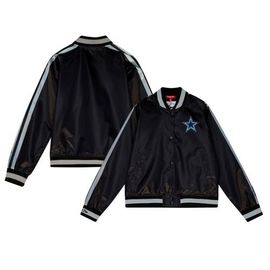 Mitchell & Ness Women's Mitchell & Ness Black Dallas Cowboys Raglan Satin Full-Snap Jacket 