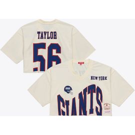 Mitchell & Ness Women's Mitchell & Ness Lawrence Taylor Cream New York Giants Retired Player Cropped Fashion Jersey 