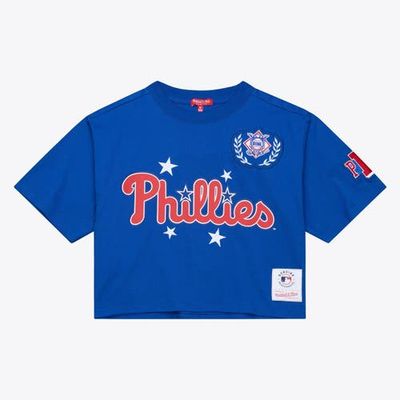 Mitchell & Ness Women's Mitchell & Ness Royal Philadelphia Phillies Pep Rally Cropped Boxy T-Shirt 