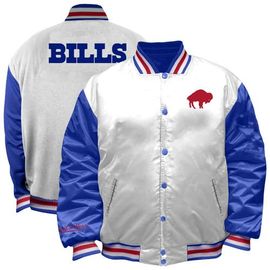 Mitchell & Ness Women's Mitchell & Ness White Buffalo Bills Throwback Plus Size Full-Snap Satin Jacket 