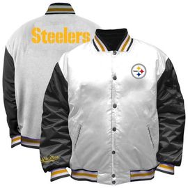 Mitchell & Ness Women's Mitchell & Ness White Pittsburgh Steelers Plus Size Full-Snap Satin Jacket 