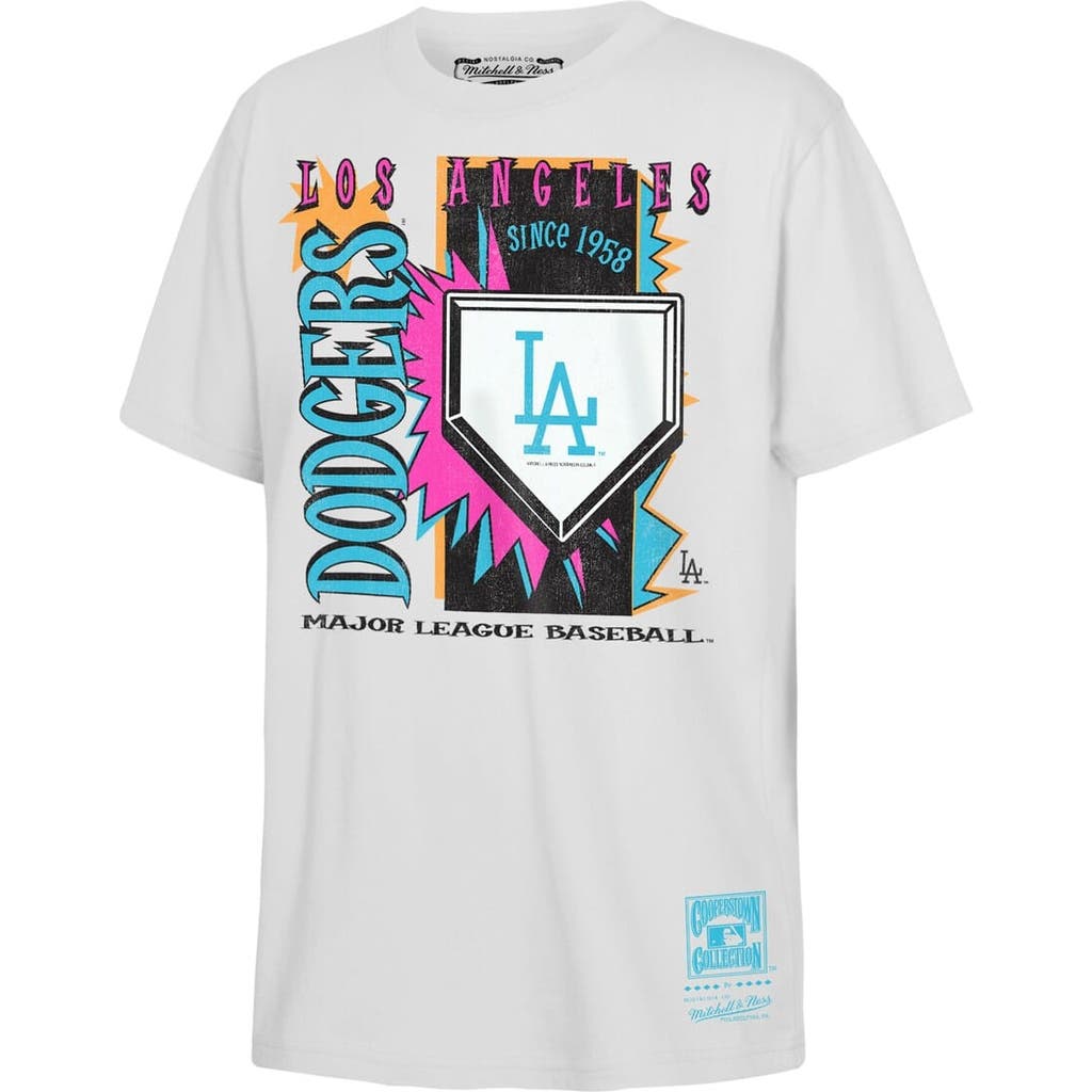 Mitchell & Ness Youth Mitchell & Ness  White Los Angeles Dodgers Cooperstown Neon Field Shock T-Shirt 